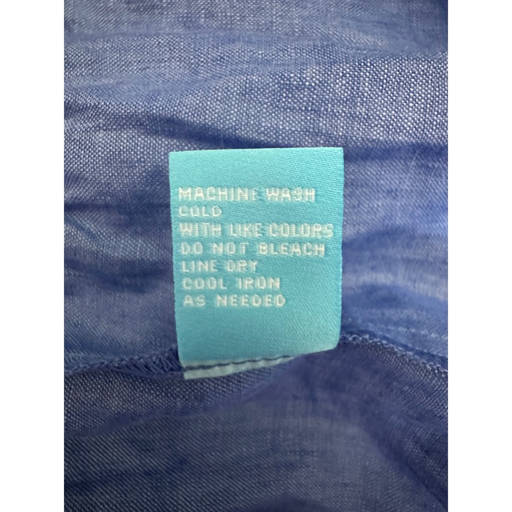 J.McLaughlin‎ Blue 100% Linen Sleeveless Tiered Tassel Tie Neck Midi Dress L - Picture 8 of 8